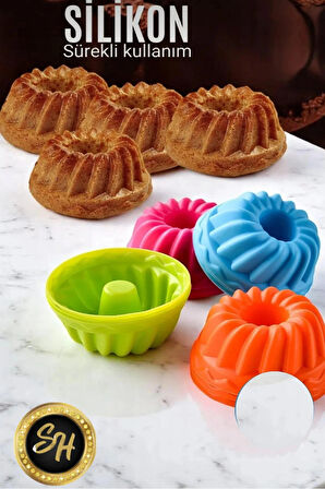 12 Adet Yıkanabilir Mini Kek Muffin Pişirme Kalıbı, Silikon Muffin, Cupcake Kalıbı Karma Renk