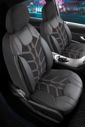 Volvo V40 Keten Oto Koltuk Kılıfı Ön Arka Set Dark Siyah Karma Serisi
