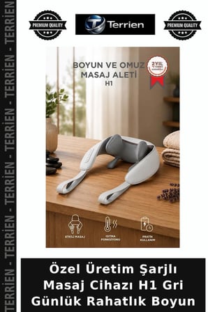Özel Üretim Şarjlı Masaj Cihazı H1 Gri Günlük Rahatlık Boyun