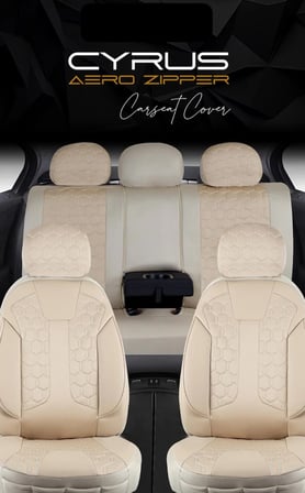 Volvo V50 Station Wagon Deri Detaylı Oto Koltuk Kılıfı Ön Arka Set Cyrus Serisi Bej