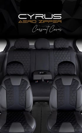 Peugeot 508 Station Wagon Deri Detaylı Oto Koltuk Kılıfı Ön Arka Set Cyrus Serisi Siyah
