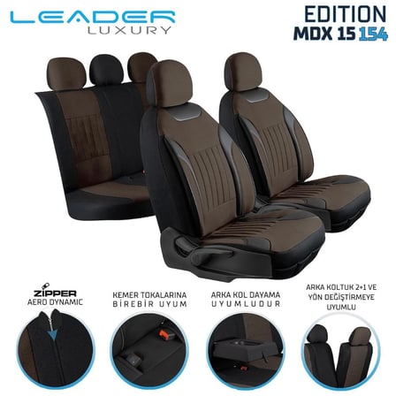 Chrysler Sebring Tay Tüyü Oto Koltuk Kılıfı Fermuarlı Ön Arka Set Kahverengi Edition