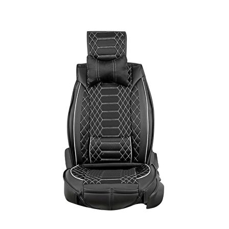 Citron C3 Air Cros Uyumlu Lüx Deri Oto Koltuk Kılıfı Ön Arka Set Siyah Beyaz Royal Model