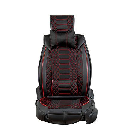 
Seat Leon Uyumlu Lüx Deri Oto Koltuk Kılıfı Ön Arka Set Siyah Kırmızı Royal Model