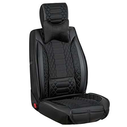 
Fiat Marea Uyumlu Lüx Deri Oto Koltuk Kılıfı Ön Arka Set Siyah Royal Model