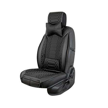 Nissan Patfinder Uyumlu Lüx Deri Oto Koltuk Kılıfı Ön Arka Set Siyah Royal Model