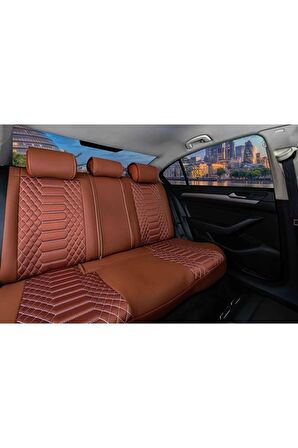 Fiat Egea Cross Uyumlu Lüx Deri Oto Koltuk Kılıfı Ön Arka Set Tarçın Royal Model