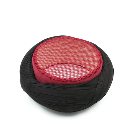 Fileli Sarık – Siyah Kumaş – Bordo Takke – Çapraz Sarım – Fileli – 7 Metre