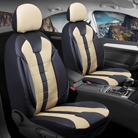
Peugeot 405 Uyumlu Deri Detaylı Oto Koltuk Kılıfı Ön Arka Set Vista Siyah Bej 