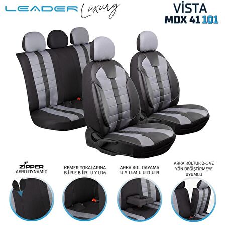 
Ford Galaxy Uyumlu Deri Detaylı Oto Koltuk Kılıfı Ön Arka Set Vista Siyah Füme