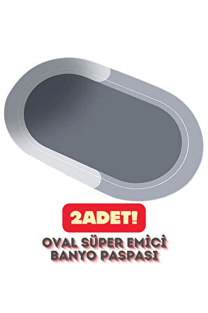 2 ADET Dayanıklı Pratik Kaymaz Dayanıklı Fonksiyonel Su Emici Banyo Paspası 38 cm x 58 cm