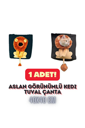 Aslan Yelesi Görünümlü Tasarım Pratik Taşıma Şık Kedi Tuval Çanta