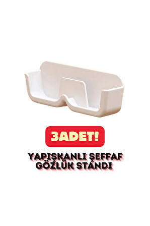 3 Adet Şık Duvara Asılan Pratik Yapışkanlı Şeffaf Gözlük Standı