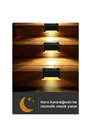 4 Adet Solar Güneş Enerjili Merdiven Lambası Bahçe Dekor Aydınlatma Led Lamba