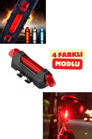 4 Modlu Su Geçirmez Bisiklet Scooter Şarjlı Stop Lambası Kablosuz Usb Şarj Arka Işık