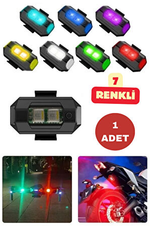 7 Renkli Led Kablosuz Şarjlı Lamba Motosiklet Bisiklet İkaz Işık Veren Aydınlatma Lambası