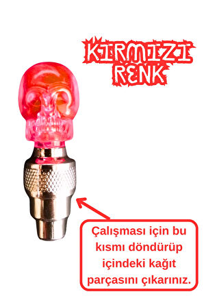 1 ÇİFT 2 Adet Kırmızı Renk Hareket Sensörlü Led Işık Sibop Kafatası Şekilli Bisiklet Araç Motor Lamba