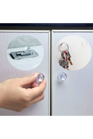8 Adet Dolap Çekmece Kristal Tasarımlı Tutacak Set Pratik Yapışkanlı Mobilya Kulpu Buton Tutacağı