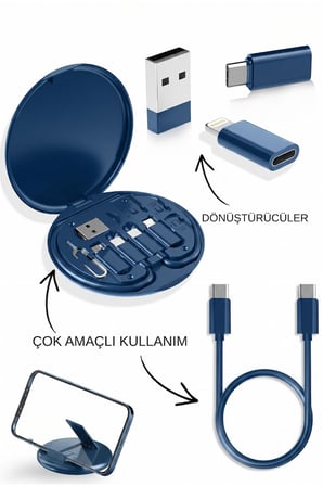 Çok Fonksiyonlu Düzenleyici Kutu Seyahat Tatil Pratik Şarj Kiti Telefon Standlı Çoklu Adaptör Uyumlu