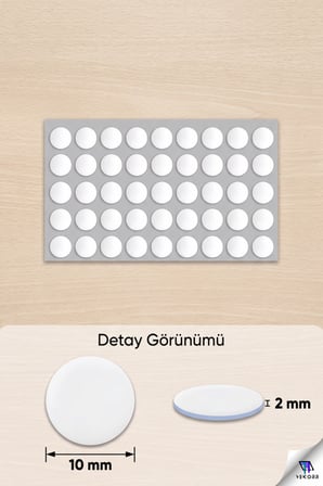 Kendinden Yapışkanlı Şok Darbe Emici Ses Stoperi 10 mm Beyaz 50'li Paket Dolap Çekmece Tamponu