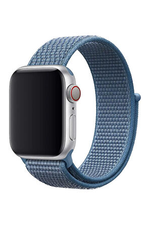 Apple Watch Serisi Uyumlu Kumaş Lacivert Beyaz (42mm-44mm)
