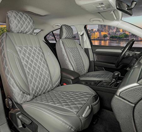 
Opel Astra H SEDAN Uyumlu Yarı Deri Oto Koltuk Kılıfı Ön Arka Set Füme