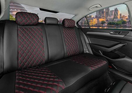 
Chevrolet Kalos Uyumlu Yarı Deri Oto Koltuk Kılıfı Ön Arka Set Siyah Kırmızı 