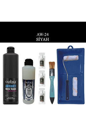 Boya Fayans Tezgah B-ambiente Islak Zemin Aw-24 Siyah 500ml Katalizör 30gr Taş Vernik 250 Sa