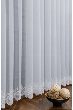 Arne Desen Etek İşlemeli Sade Düz Yeni Desen Tasarım 1/2 Kat Pileli Tül Perde