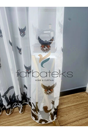 Bjk Karakartal Taraftar Siyah Beyaz 2Kat Pileli Tül Perde