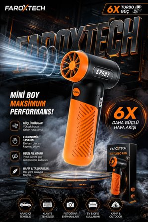 6X Turbo Güçlü Şarjlı Mini Hava Üfleyici – Taşınabilir Yüksek Basınçlı Temizlik Fanı Type-C