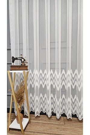 Farbateks Dikim Etek Geniş Ritim Model Desenli 1e2Kat Kırışmaz Ütü Istemez Keten Tül Perde