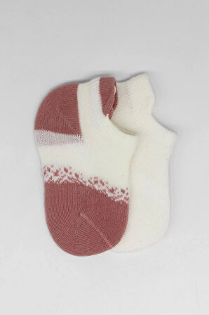 2'li Penye Sneakers Çorap Bs20105 Ekru Pudra