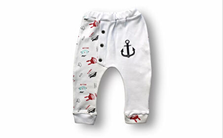 3-6 6-9 9-12 Ay Minik Korsan Nakışlı Şapkalı Uzun Kollu Zıbınlı 3lü Kız-erkek Bebek Takımı Ekru