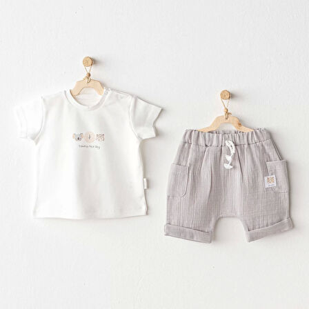 Andywawa Ac25847 Happy Animals 2'li Bebek Takım Grey