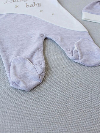 0-3 3-6 Ay Lucky Baby Nakışlı Es Çizgi Boy Şapkalı Erkek Bebek Tulumu Kahvemelanj