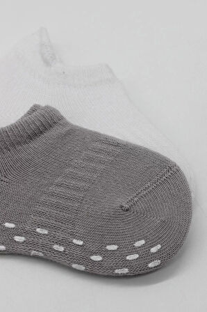 2'li Sneakers Kaymaz Colours Penye Çorap Bs20104 Gri Beyaz