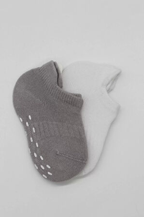 2'li Sneakers Kaymaz Colours Penye Çorap Bs20104 Gri Beyaz