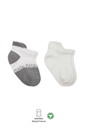 2'li Penye Sneakers Çorap Bs20105 Ekru Gri