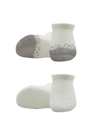 2'li Penye Sneakers Çorap Bs20105 Ekru Gri