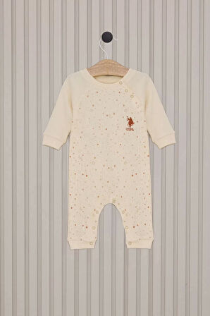 Kız Bebek Uzun Kol Patiksiz Tulum  Krem