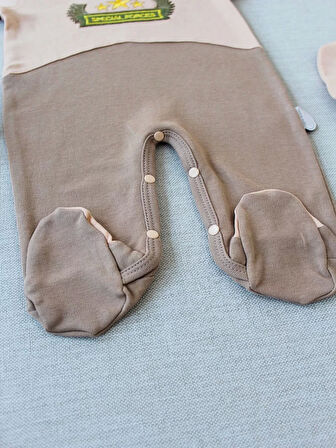 3-6 9-12 12-18 Ay Özel Kuvvetler Nakışlı Bere Şapkalı Kız Erkek Bebek Tulumu Sütlü Kahve