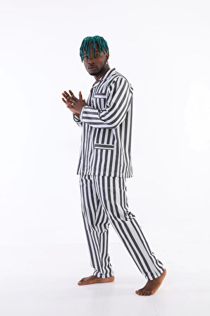 4007 Uzun Kol Çizgili Gaffur Erkek Pijama Takım