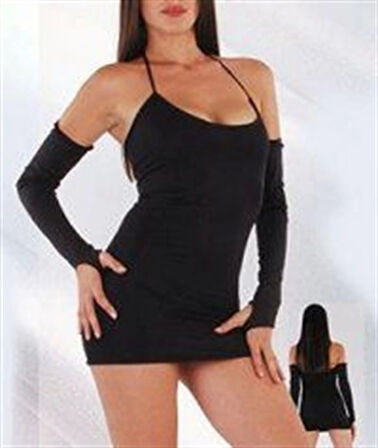 B060828 Eldivenli Mini Elbise