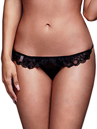 Azze   İç Giyim Kadın Siyah Dantelli  G String