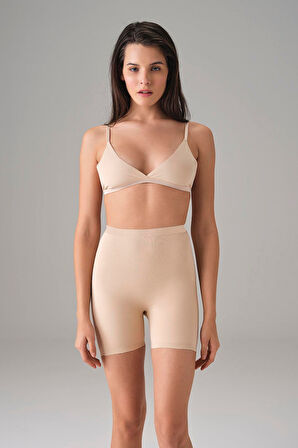 Azze Kadın Ten Dikişsiz Popo Açık Kalça Dikleştirici Kısa Tayt Şort 8303
