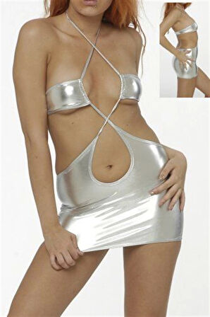 B060948 Lame Mini Elbise