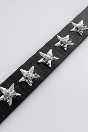 Star Skull Suni Deri Bileklik