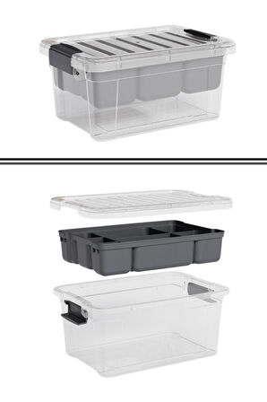 Flora Kilitli Bölmeli Saklama Kutusu, Bujiteri Takı İlaç Dikiş İp Kaşık Hırdavat Organizer 6,25 Litre