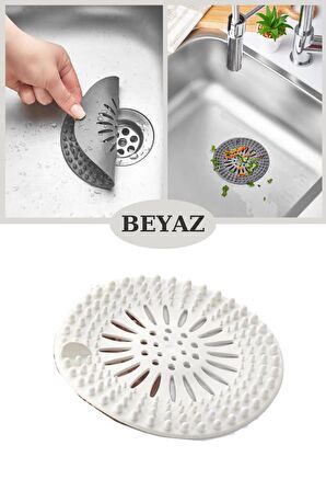Flosoft Süzgeçli Lavabo Banyo Küvet Tıkacı, Yuvarlak Evye Küvet Banyo Gider Kapağı Beyaz